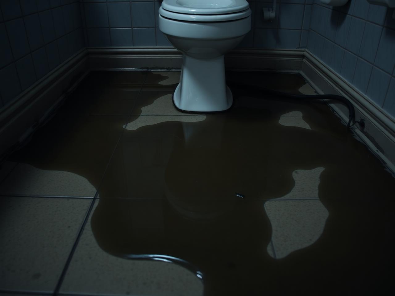 Bathroom with sewage backup